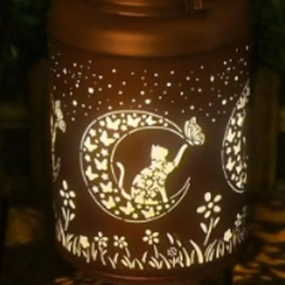 Cat design Solar Lanterns Outdoor Waterproof Hanging Solar Lights Metal